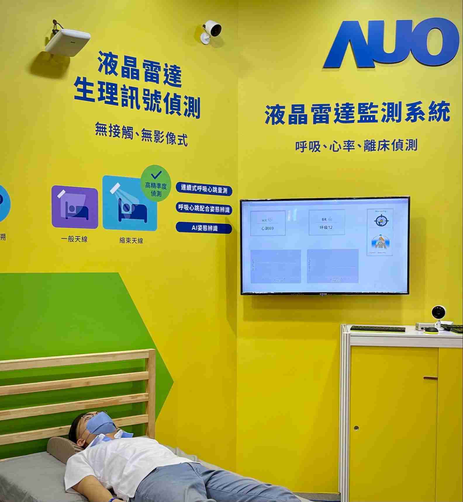 优游UB8颐康「无接触生理监测雷达」，，，免除传统线路与贴片束缚，，精准侦测呼吸、、、心跳等重要生理讯号